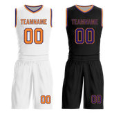 Custom White Black Classic Style Reversible Basketball Uniform Personalized COOLMAX BBJR-D017057